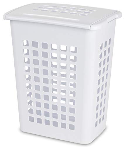 Sterilite 4 Pack Rectangular LiftTop Laundry Hampers, Plastic Clothes Basket with Lid