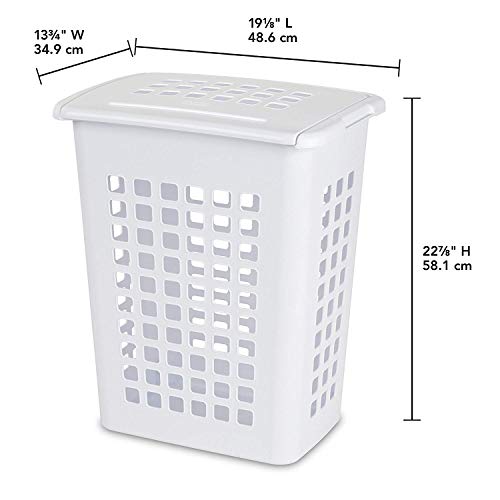 Sterilite 4 Pack Rectangular LiftTop Laundry Hampers, Plastic Clothes Basket with Lid