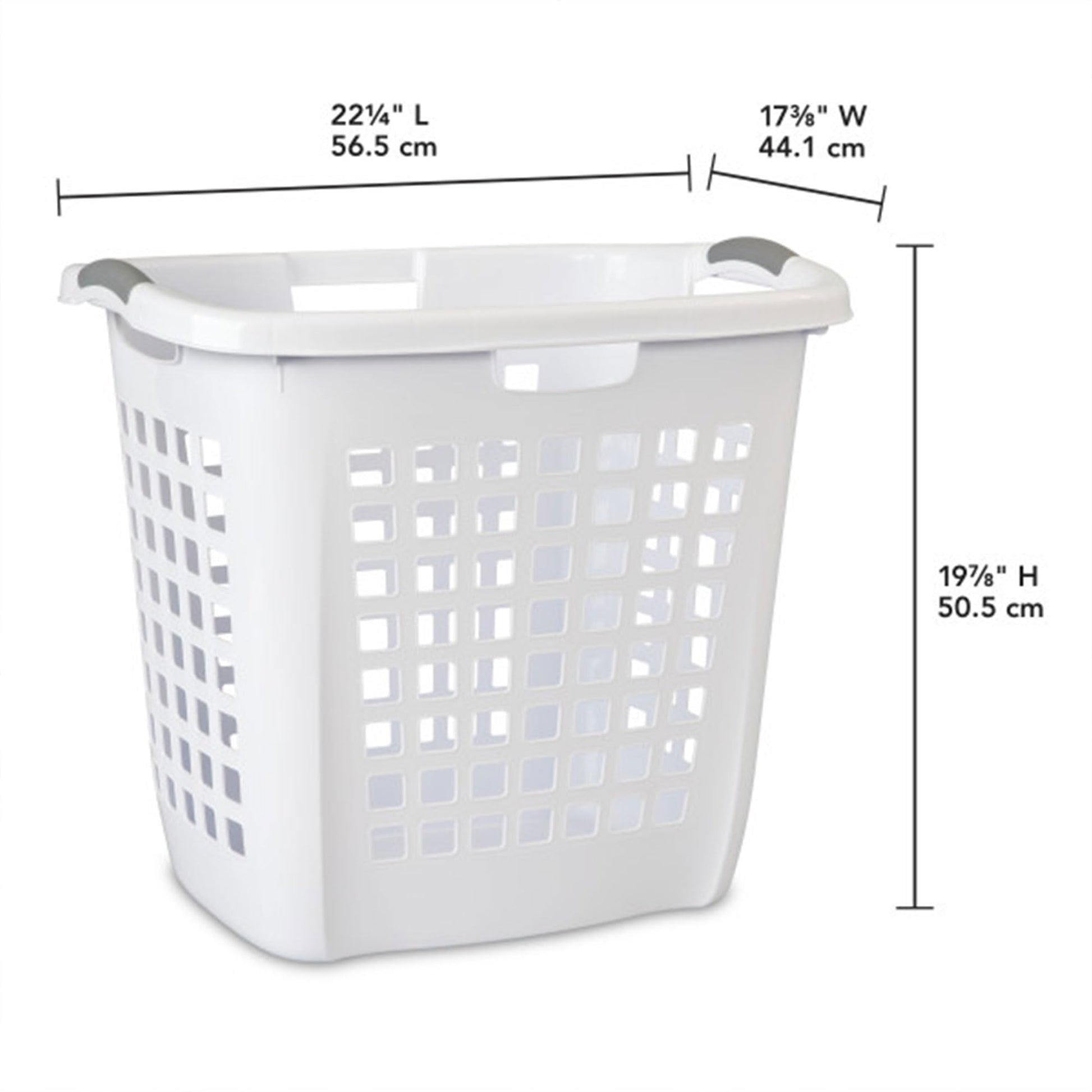 Sterilite Ultra Easy Carry Laundry Hamper, Comfort Handles to Easily Carry Clothes Between the Bedroom and Laundry Room, Plastic, White, 4-Pack