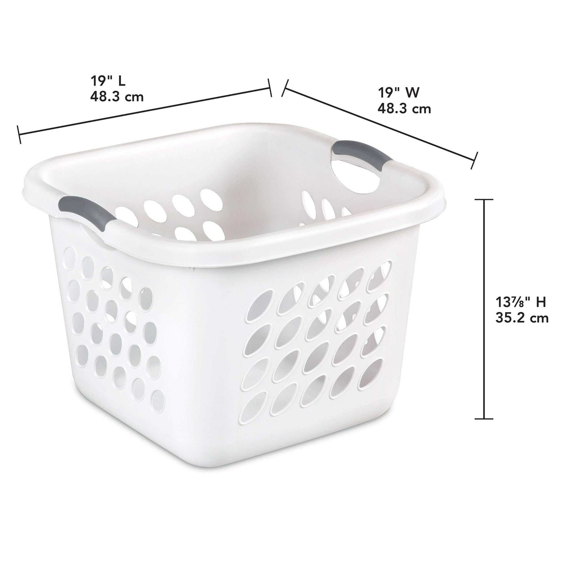 Sterilite 6-Pack Square Laundry Basket, Sturdy Plastic Clothes Hamper, 1.5 Bushel, White