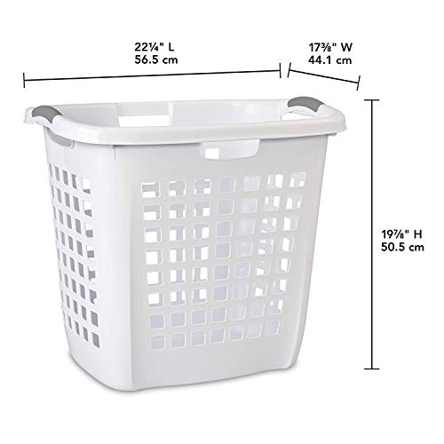 Sterilite Ultra Easy Carry Laundry Hamper, Comfort Handles to Easily Carry Clothes Between the Bedroom and Laundry Room, Plastic, White, 4-Pack
