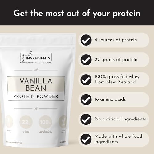 Protein Powder Made with 100% Grass Fed, Non Denatured Whey | Four Different Protein Sources from Organic Whole Food Ingredients | 15 Servings | 22g Protein
