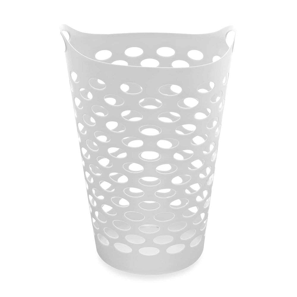 Starplast Tall Flex Laundry Basket 17.75" x 17.25" x 26", White (1, White)