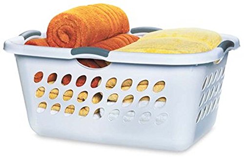 Sterilite 12158006 Ultra Laundry Basket, White with Titanium Handles